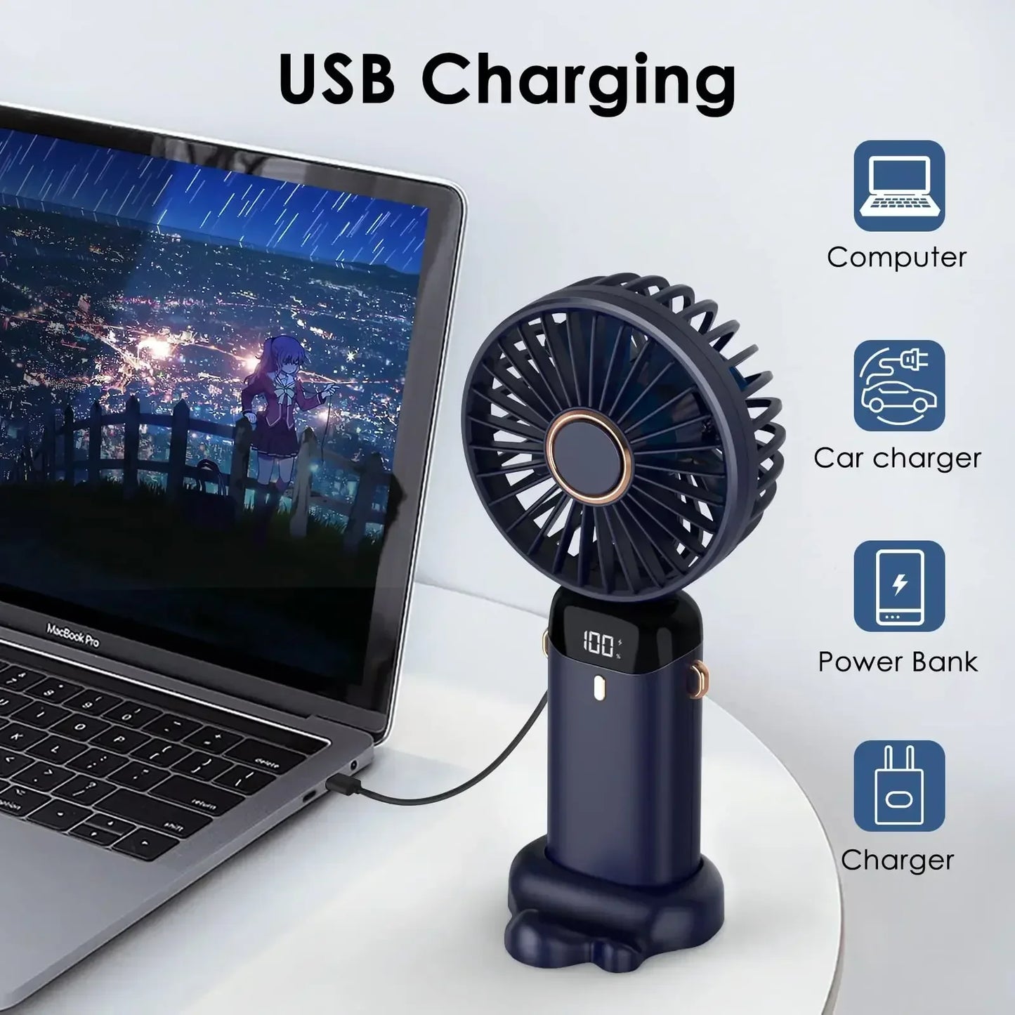 Portable Mini Air Cooler Fan, 5000mAh Rechargeable
